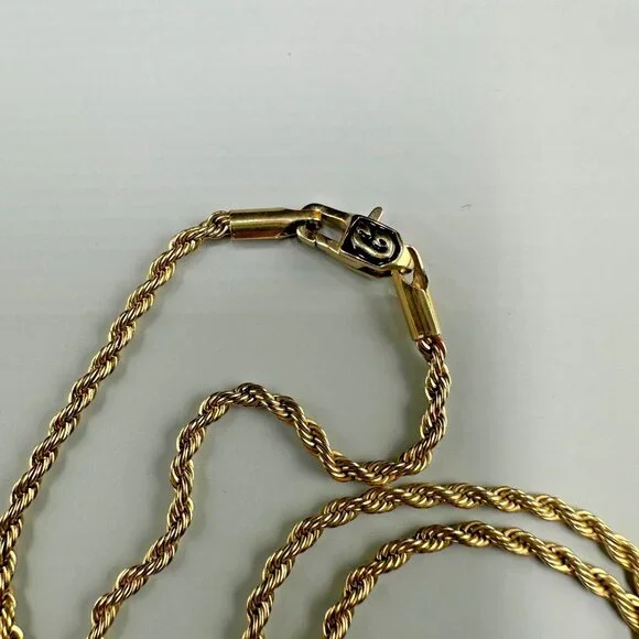 Gld Shop Rope Chain Necklace Men 18K Yellow Gold Plated Choker 2MM 16.5 Inch
